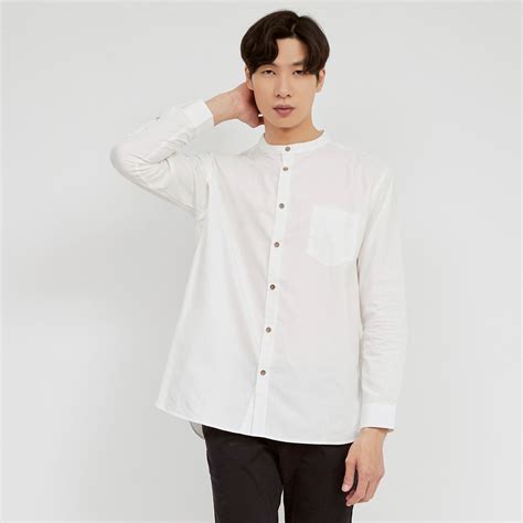 M231 Kemeja Pria Shanghai Polos Oversized Panjang Warna Putih 1985C