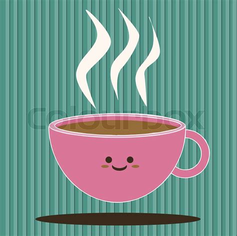 Smiling Coffee Cup Cute Cartoon Illustration Stock Vektor Colourbox