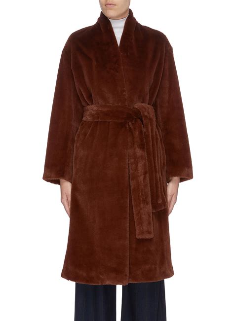 Belted Faux Fur Coat By Vince Coshio Online Shop