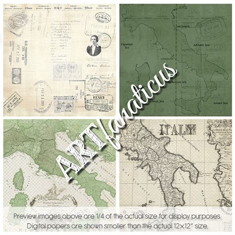 Vintage Maps Digital Papers Passport To Italy Etsy