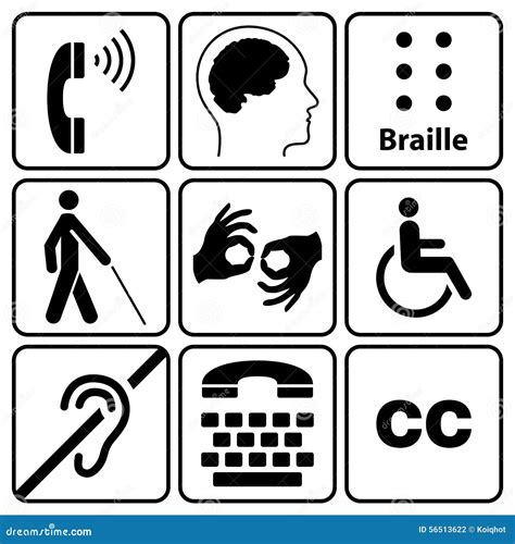 Disability Symbols And Signs Collection Stock Vector Image 56513622