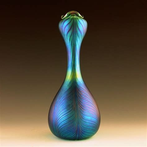 Bohemian Art Nouveau Decorative Vase Jugendstil Iridescent Glass Glamorous Loetz Decor