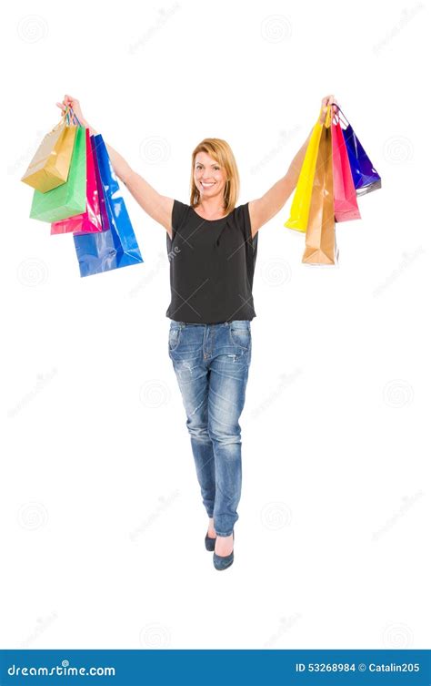 Satisfied Shopping Woman Stock Photo Image Of Buying 53268984
