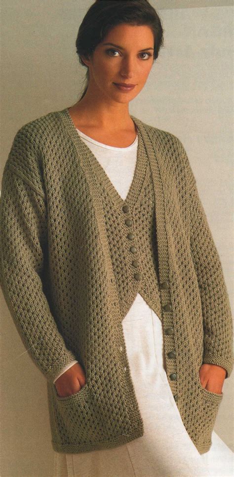 womens aran cardigan and waistcoat knitting pattern pdf ladies 30 32