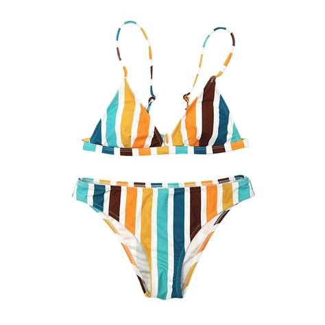 RAINBOW STRIPED BIKINI SET Tunalina Com