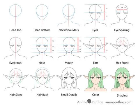 How To Draw An Anime Elf Girl Step By Step Animeoutline In 2021
