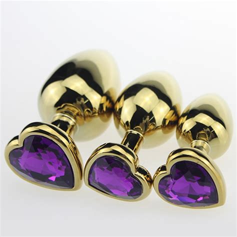 Metal 3pcs In 1 Stainless Steel Anal Butt Plug Heart Shaped Jeweled