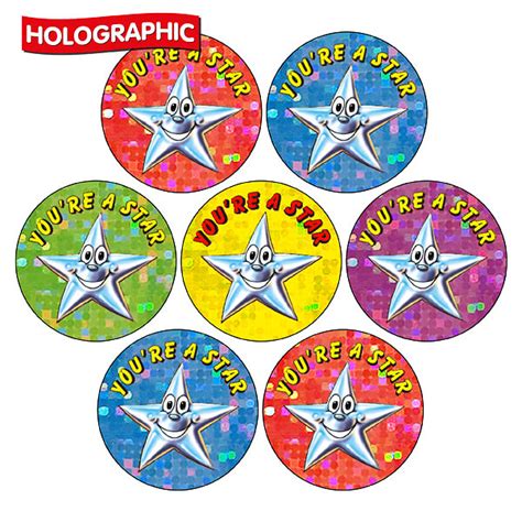 Holographic Youre A Star Stickers 35 Stickers 20mm