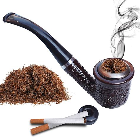 Double Purpose Cigarette Tobacco Pipe Resin Carved Bent Filter Pipe