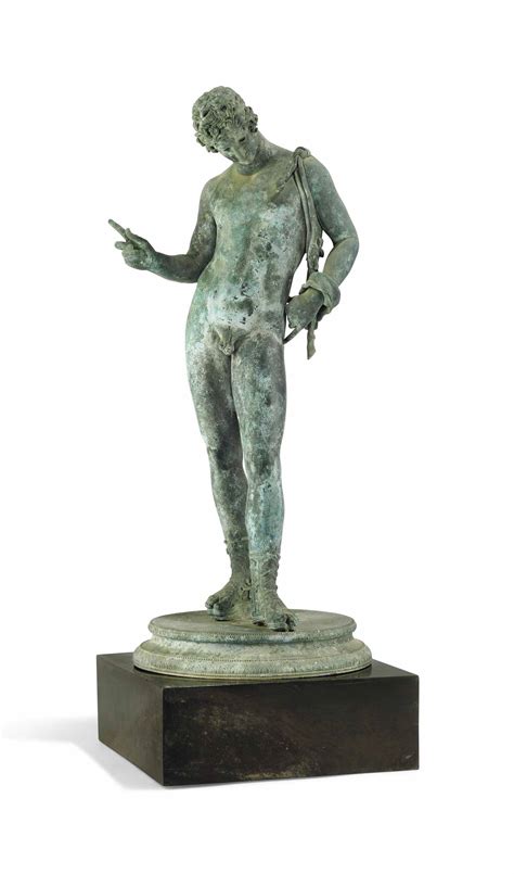 AN ITALIAN BRONZE FIGURE OF NARCISSUS NAPLES DATED 1906 AFTER THE