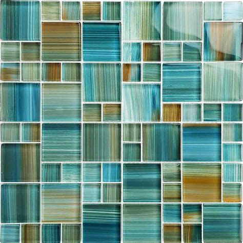 Turquoise Glass Mosaic Tile Multi Pattern Mineral Tiles