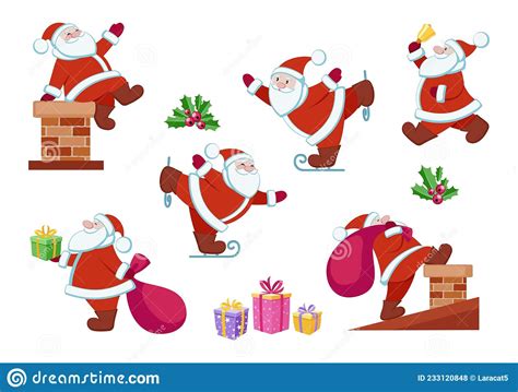 Santa Claus Set Christmas Collection Vector Illustration Stock Vector