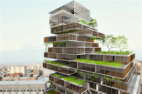 Mercedes Benz Business Center Is A Stacked Green Roofed High Rise