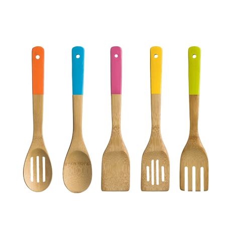 Colourful Bamboo Utensil Set (5 Piece) - Red Candy