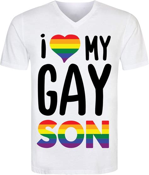 lgbt i love my gay son men s t shirt v neck herren tshirt xx large amazon de fashion