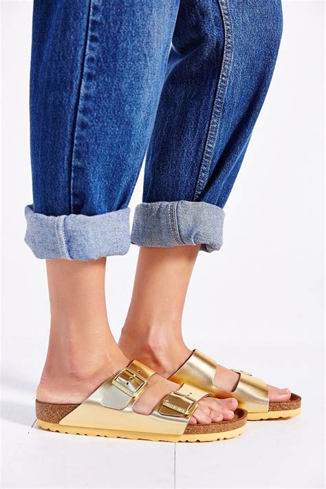 birkenstock arizona soft footbed gold metallic