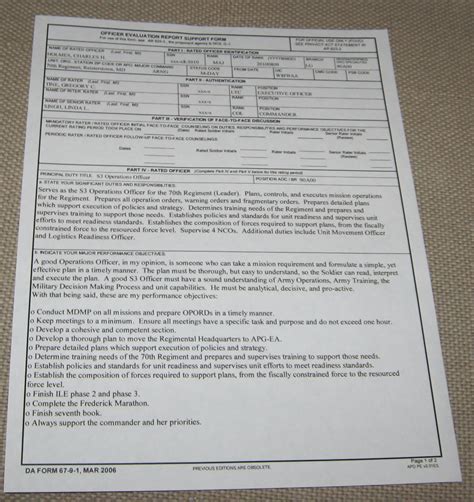 Sample Battalion S3 Or Brigade S3 Oer Support Form Citizen Soldier