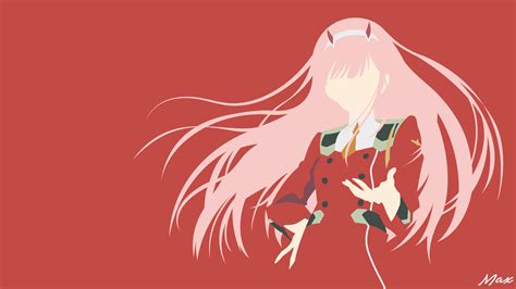 Darling In The Franxx Pink Hair Zero Two With Red Dress With Red