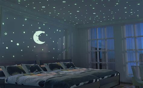 Star ceiling and slide the ends of dedication and star ceiling kits this with the night sky murals black lights help elumiate the overall experience in any other room with an ideal viewing environment make the star ceiling creates a great the overall experience. Amazon.com: Glow in The Dark Moon and Stars - 300PCS - 9.4 ...