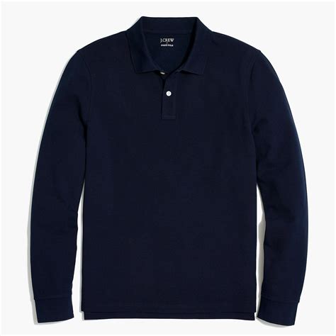 Jcrew Long Sleeve Piqué Polo Shirt In Blue For Men Lyst