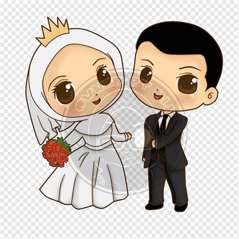Ilustrasi Pengantin Pria Dan Wanita Undangan Pernikahan Gambar Kartun Muslim Cinta Bermacam