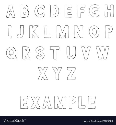 Font Outline Alphabet Letters Royalty Free Vector Image