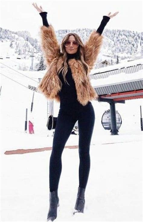 Classy Dress With Fur Coat Winter Clothing Slim Fit Pants Outfits With Faux Fur Coats