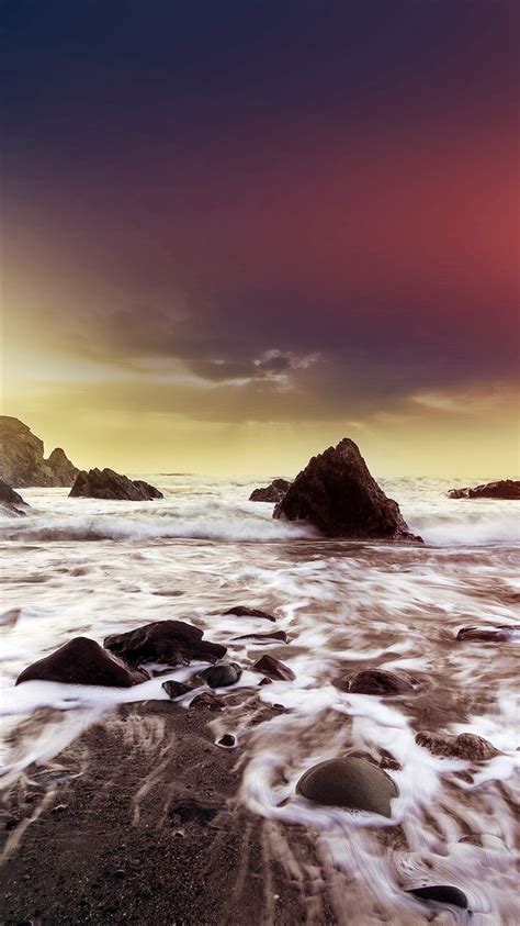 Wave Ocean Beach Red Flare Nature Iphone 8 Wallpapers Free Download