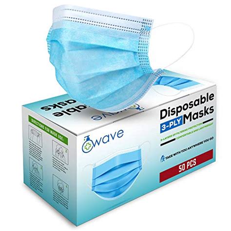 Wave Blue Disposable Face Masks Indoor Outdoor Protective Nose Mouth Coverings With Layer