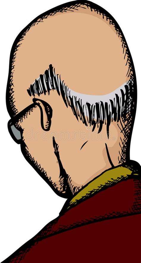 Mature Balding Man Face Avatar Positive Male Character Cartoon Vector