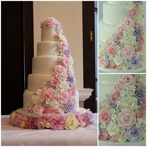 Tiers And Tiaras Pretty Pastels Rose Cascade Wedding Cake