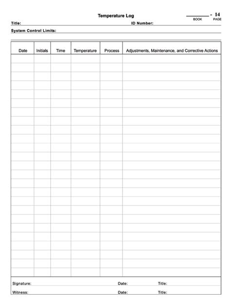 Temperature Chart Template Temperature Log Book Page Recipes To