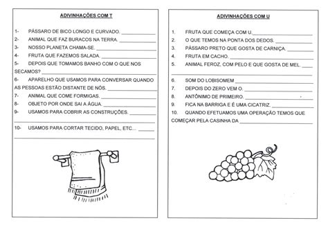 Adivinhações Com T E Com U · Alfabetização Blog