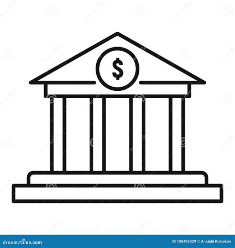 Bank Building Icon Outline Style Stock Vector Illustration Of Black