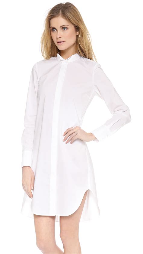 Screen printed graphics on chest and both sleeves. Rebecca Taylor Long Sleeve Shirtdress in Chalk (White) - Lyst