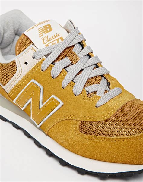 New Balance 574 Yellow Suedemesh Sneakers Lyst
