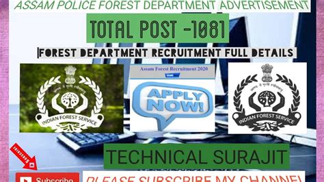 Assam Police Forest Department Recruitment Total Post Youtube