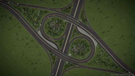 Trumpet interchanges are constructed where one highway terminates at another highway as shown in the figure. Double Trumpet Interchange v2 : CitiesSkylines