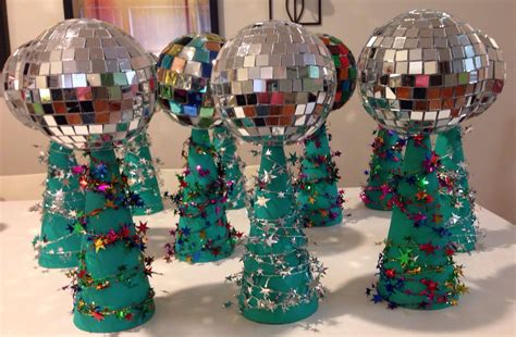 Disco Ball Centerpieces Made With 25 Inch Mirror Squares Hot Glue 6