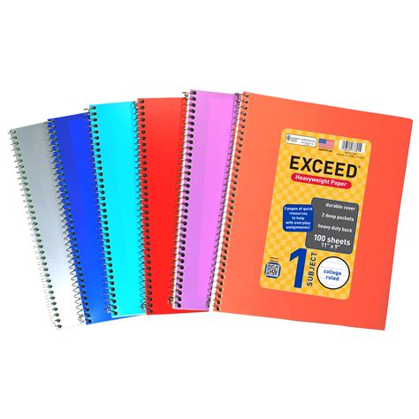Exceed Spiral Notebook College Ruled 1 Subject 100 Pages 9 X 11