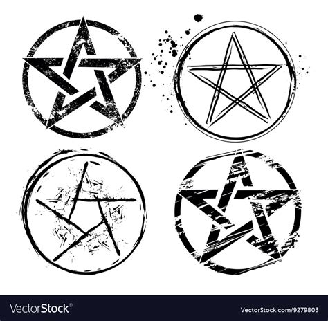 Set Painted Pentagrams Royalty Free Vector Image