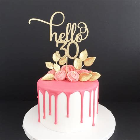 Hello 30 Glitter Cake Topper, Any Age Cake Topper, 30th Birthday Cake Topper, 30th Cake Topper 