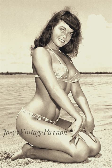 S Bettie Page Vintage Pinup Model Bikini Beach X Reprint Photo