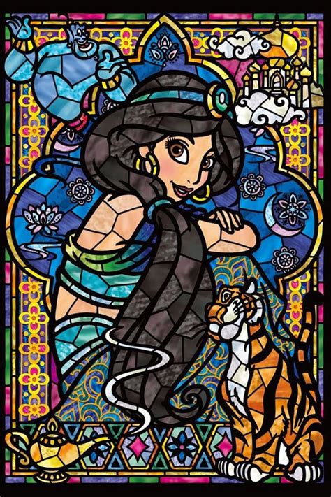 Princess Jasmine Aladdin Fairy Tale Stained Glass 469 Modern Etsy