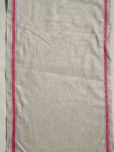 Full Bolt Vintage Natural Flax Linen Towel Runner Fabric Red And Blue
