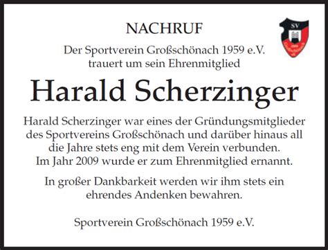 Sportverein Großschönach 1959 e.V. - Nachruf