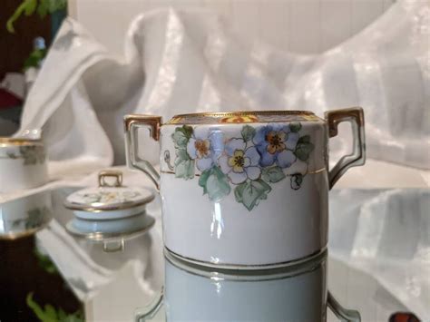 Antique S Hand Painted Nippon Sugar Bowl Vintage Etsy