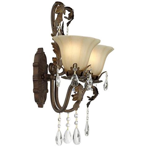 Iron Leaf 15 12 Wide Bronze And Crystal Wall Sconce 50921 Lamps