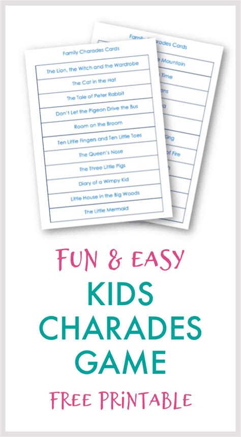 Free printable easy charades game for children - NurtureStore