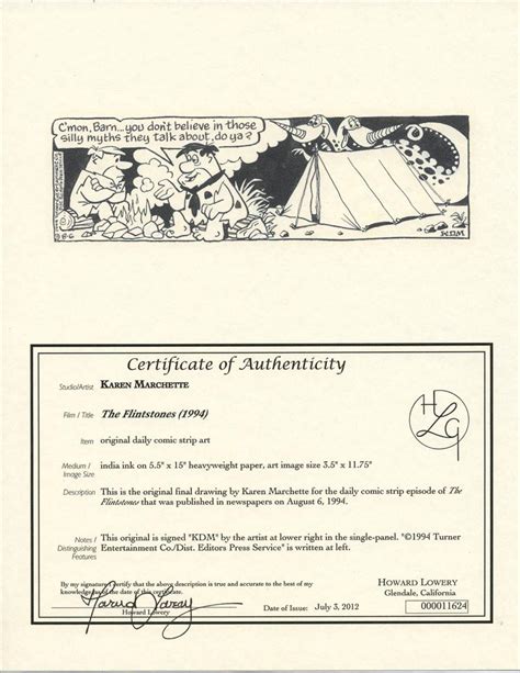 Hanna Barbera The Flintstones Original Comic Strip Art By Karen